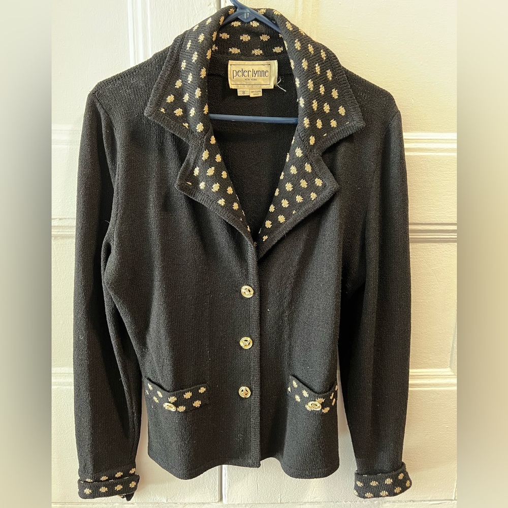 Vintage black & gold knit blazer
